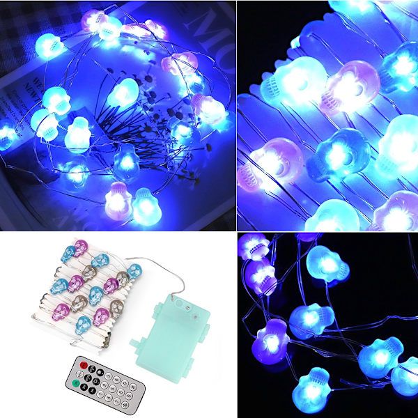 LED-skalleljuskedja IP68 Vattentät lampa med fjärrkontroll för utomhus- och inomhusfestdekoration