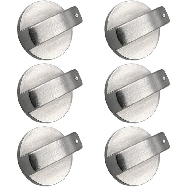 Fastgørelseshul diameter 8 mm Sæt med 4 sølvfarvede metalknapper til gaskomfur