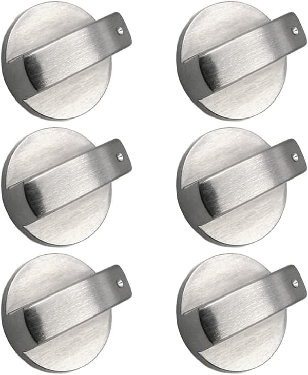 Fästhålsdiameter 8 mm Set med 4 silverfärgade metallvred för gasspis