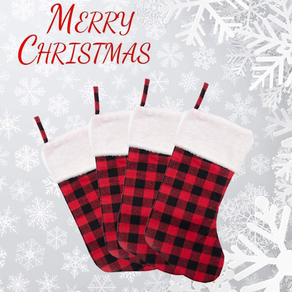 Christmas Stockings - 16.5 Inch Red and Black Plaid Christmas