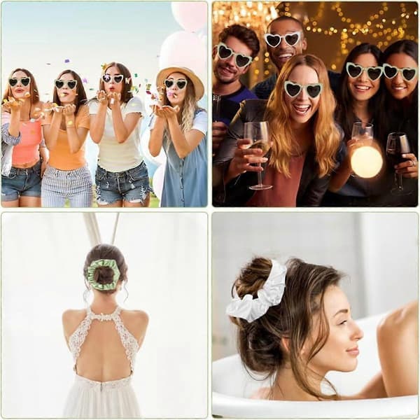 10 STK Bryllup Brudepige Gaver Hårelastikker Scrunchies Hjerteformede Solbriller Polterabend Brudefester Gaver