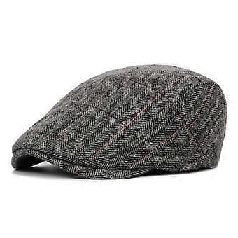 Midaldrende og ældre peaked cap justerbar klassisk beret flad hat (grå)