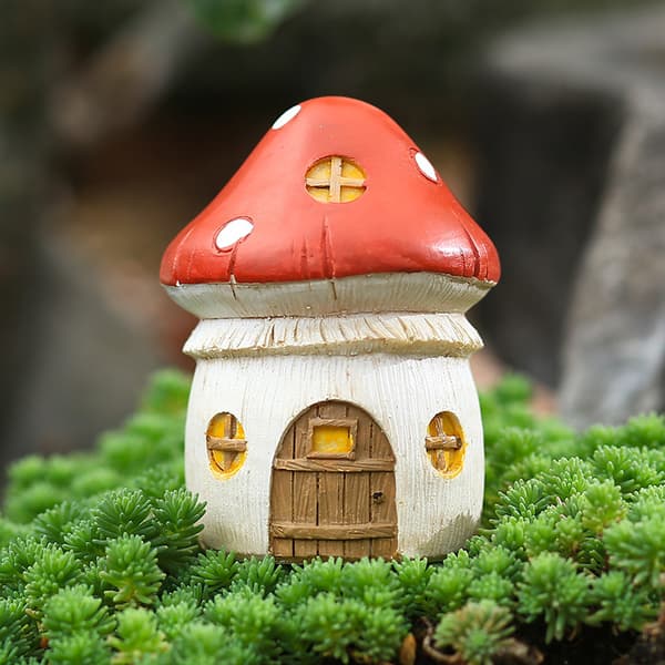 Sopp Hage Statue Vanntett Resin Hytte Figur for Ute