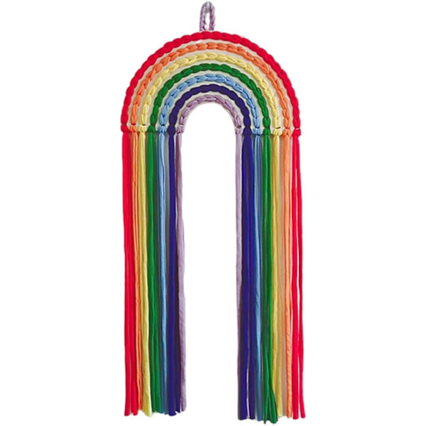 Handgjord Polyester Regnbåge Väggbonad Tapestry Bohemisk Vävd P