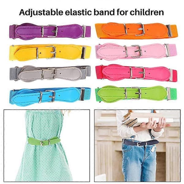9 stk. justerbare elastiske bælter til børn, småbørnsbælter med spænde til børn, 30-65 cm, levende stil