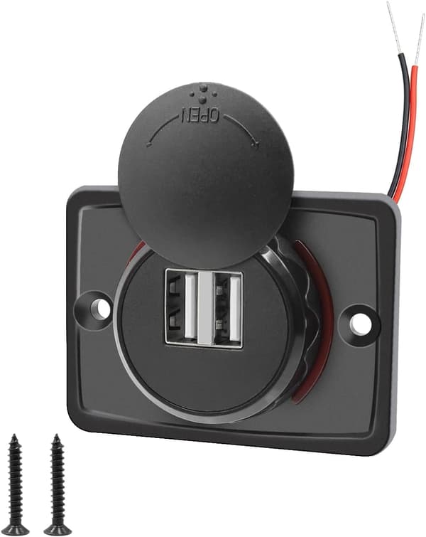 (1 stk) 12V USB-uttak 12V USB-port Dobbel USB-uttak Bobil