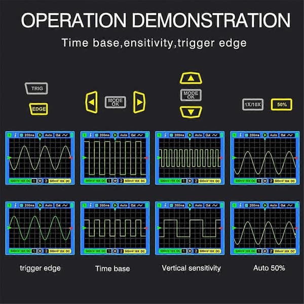 ET120MC2 120MHz bærbart smart oscilloskop tokanals 500MSa/S oscilloskop datalagring for hjemmereparasjon A