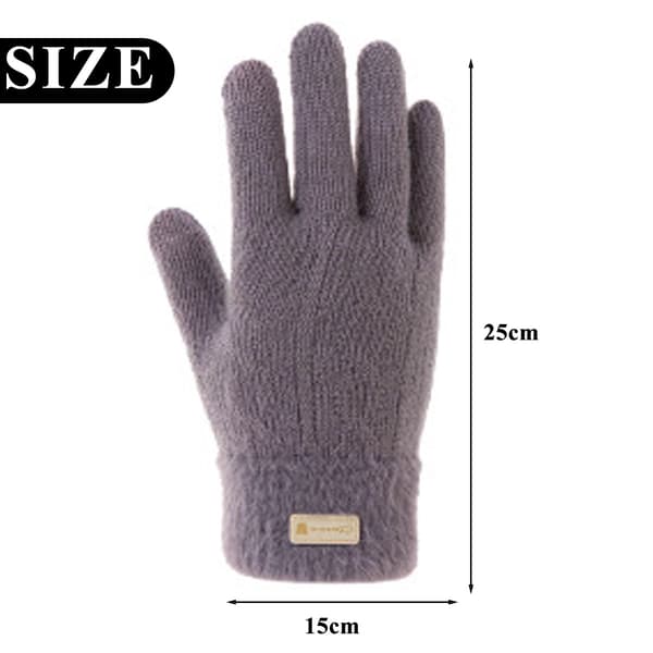 Dam Höst Vinter Handskar Dam Cykling Rader Varma Finger Solid Pekskärm Fleece Förtjockad Stickad purple