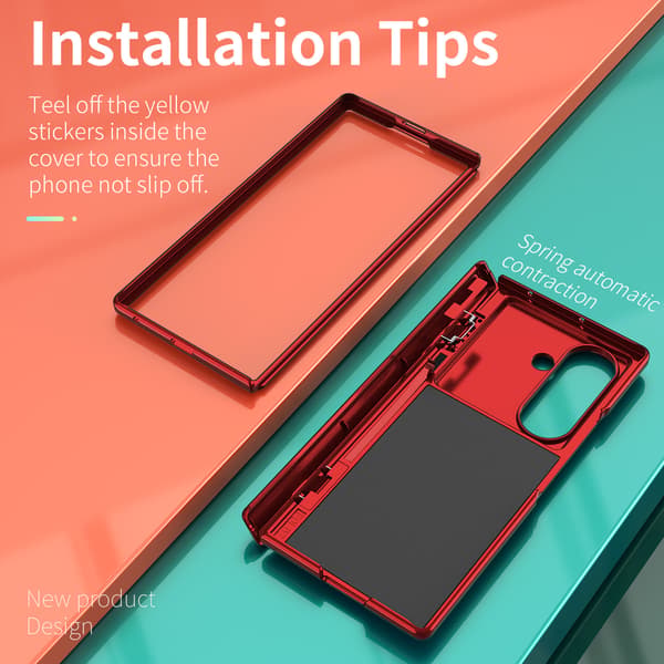 Kameraskyddsfodral med pop-up och ringstativ för Samsung Galaxy Z Fold 6 Red