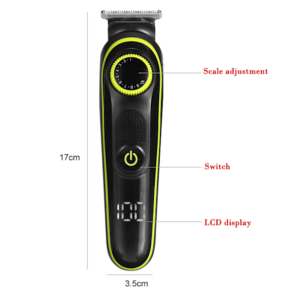 Multifunktionell Elektrisk Klippare med Display, Hårklippningsmaskin med Självslipande Blad för Män, Lättviktig och Portabel, Idealisk Precisionstrimmer