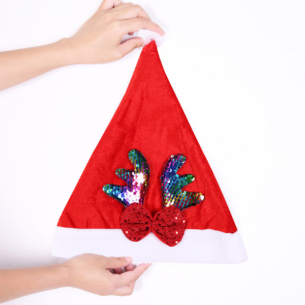 2Pcs Christmas Santa Hat - Flip Sequin Christmas Hats for Teens