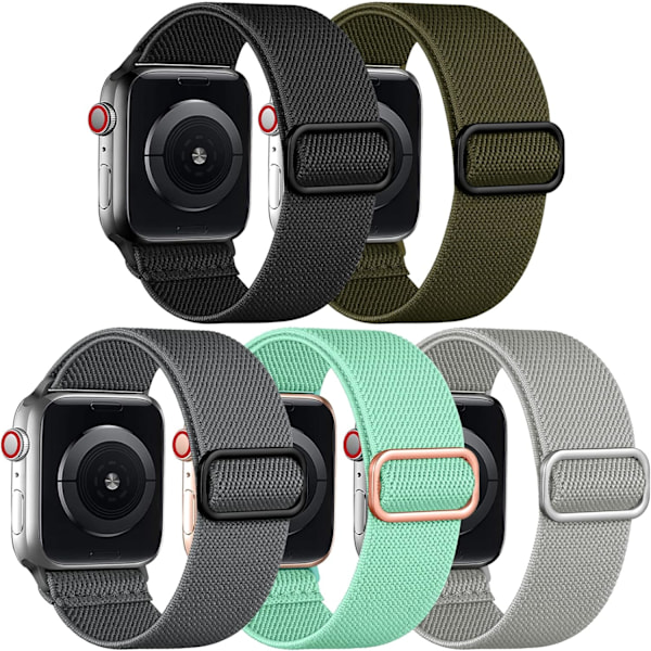 5-pack Stretcha Solo Loop-band Kompatibla med Apple Watch 5PCS 3 38mm/40mm/41mm 5PCS 3 38mm/40mm/41mm