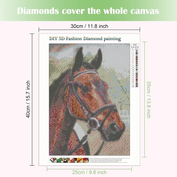 5D Diamantmaleri Sæt 30x40cm DIY Farverig Hest Diamant Kunst Sæt
