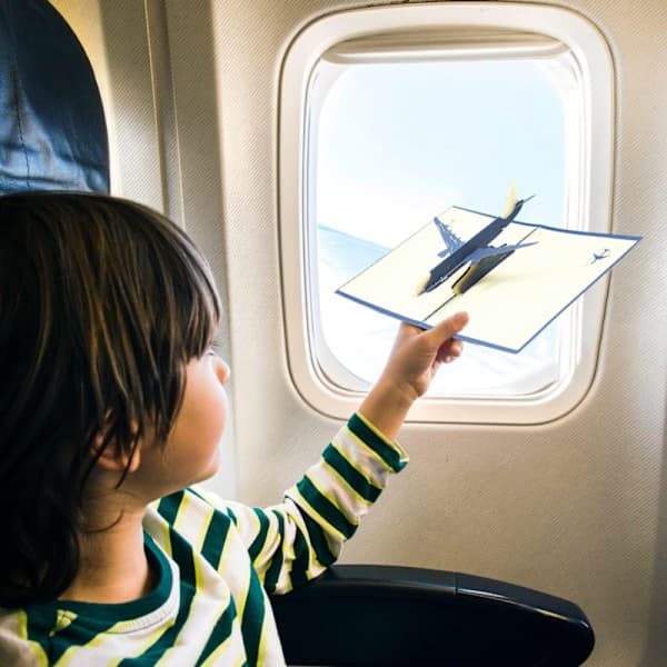 Pop-up kort fly bursdagskort, 3D gavekort for flytur, reise
