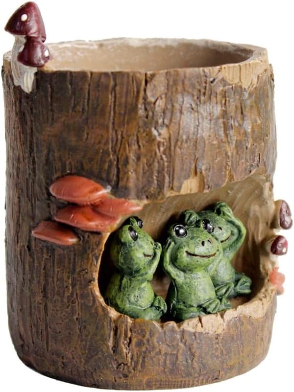 Blomkruka Succulent Planter Trähålskrukor Resin Blomväxt P