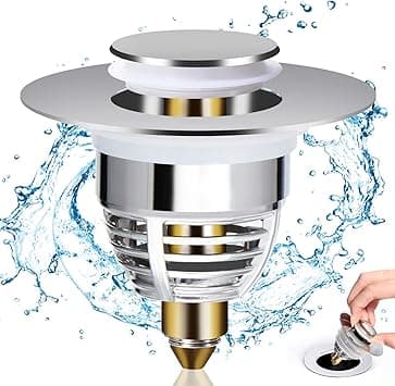 Universal diskbänksavlopp, (avloppshål 32-42 mm) Pop-Up diskbänksplugg med