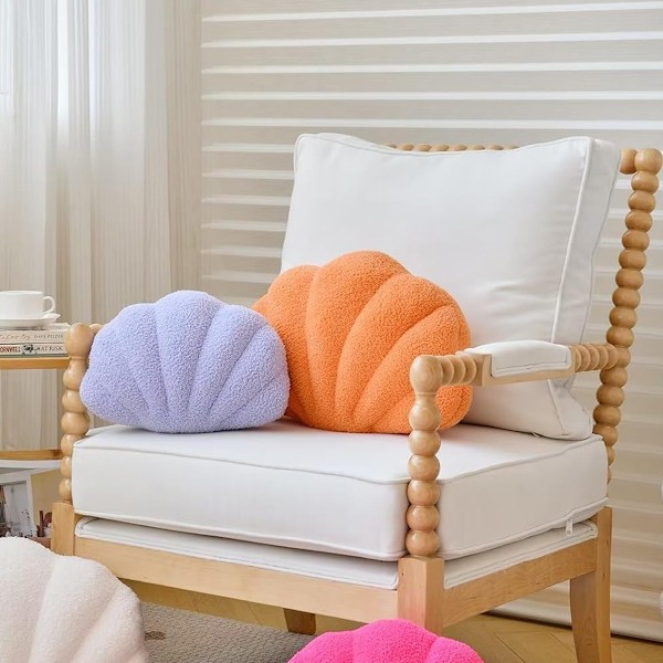 Snäckformade Prydnadskuddar, Mjuk Heminredningskudde Plyschkudde för Säng Soffa Vardagsrum Dekor Accent Prydnadskudde orange