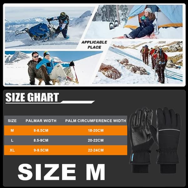 Vinterhandsker -30℉ Vandtætte vindtætte termiske touchscreen-handsker til ski, vandring, løb, mænd og kvinder