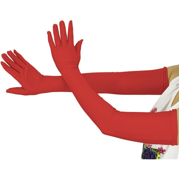20,1 tum långa stretchspandexoperahandskar, över armbågen (svart) Red Large