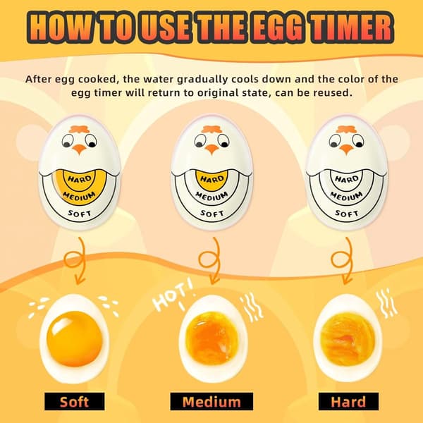 Egg Timer - Fargeendrende Egg Timer - Eggkoker - 2 Stykker - Kjøkkentimer - Egg Kjøkkentimer