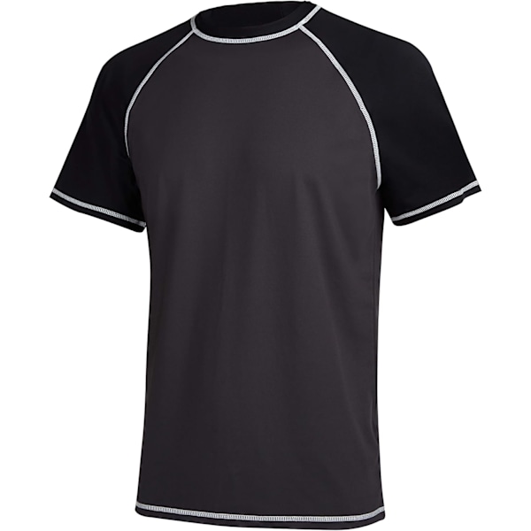 Herre kortærmet hurtigtørrende badetop surf UV solbeskyttelse badedragt (gråsort) L Grayblack Grayblack l
