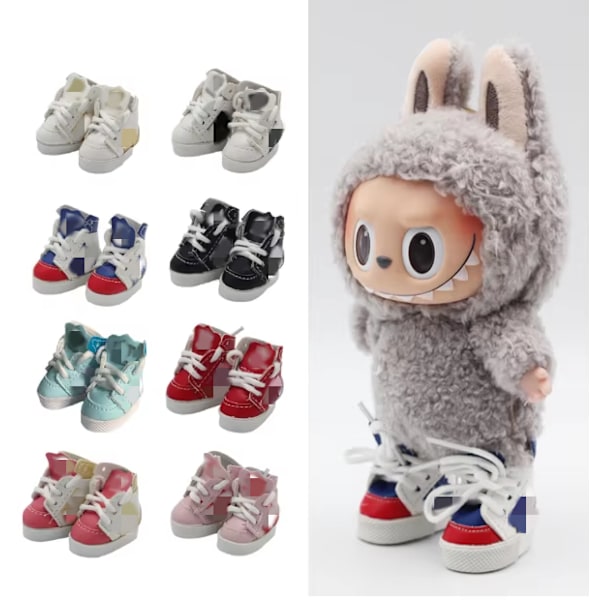 /NC/Labubu Kläder Lyx 17cm Designer Märkes Docktillbehör Kostym Dockklä Clover sneakers randomly