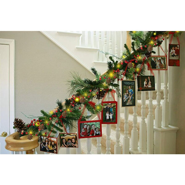 Bitar Julbär Holly Garland, 204cm LED-ljus Garland Julbär Kotter Garland Deko för Jul Cr