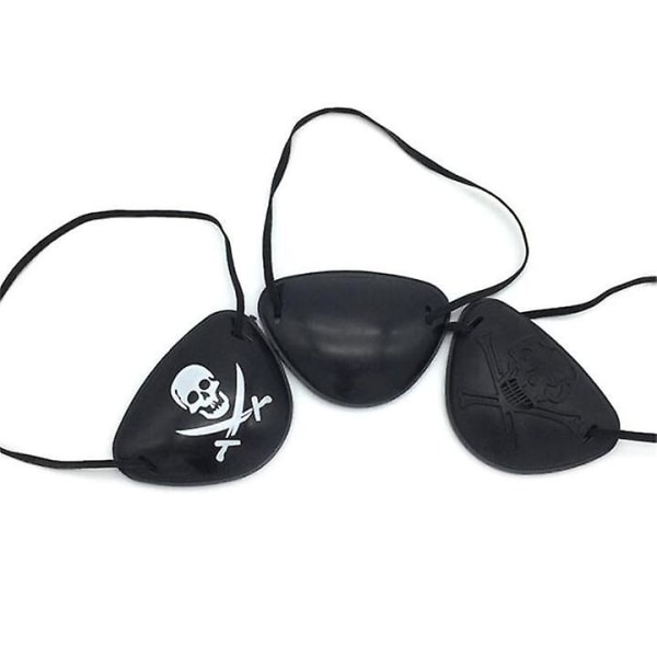 3 st Pirate Eye Patches Black One Eye Skull Patches Silk Pirate Captain Eye Masks För Halloween Jul Pirate Theme Party
