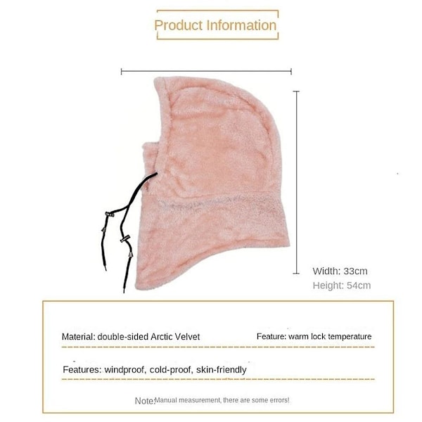 Sherpa Hood Skidmask Vinter Balaclava Kallt väder Vindtät Justerbar Varm Vinter Huva Cover Hat Cap Halsduk[DB] Rosa Pink