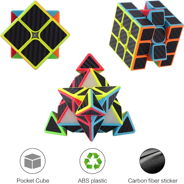 Speed ​​​​Cube Set, Pussel Cube Bunt av 2x2 3x3 4x4 Pyramid Speed