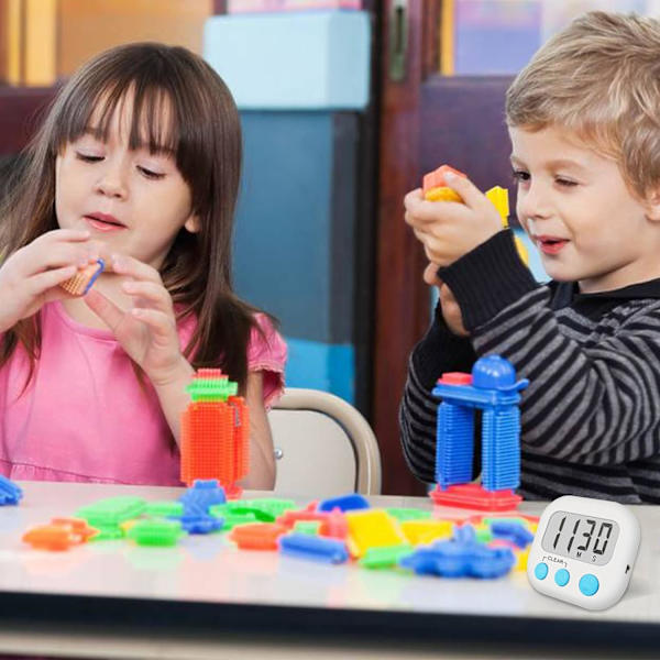 2 Pak Klasserum Timere til Børn - Stor Magnetisk Digital Timer - Blå Blue White 1
