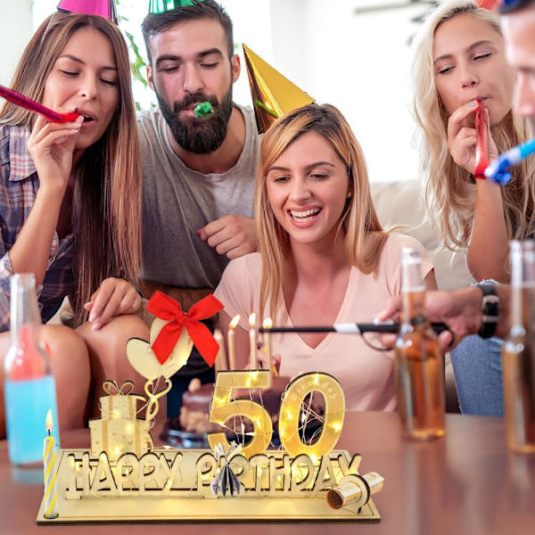 Træskilt gæstebog, Træskilt gæstebog 50 års fødselsdag, gæstebog fødselsdag som en personlig gave med LED-lyskæde fødselsdag årsdag for 70 år mand kvinde 50