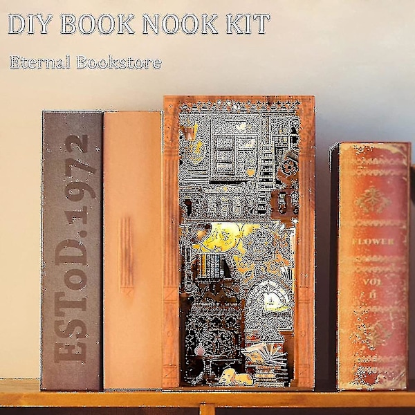 Ny DIY Bokhjørne Kit 3d Trepussel Bokstøtte - DIY Bokhjørne, Hylle Sett Inn Dekor Tre Dekor Mo[hs]