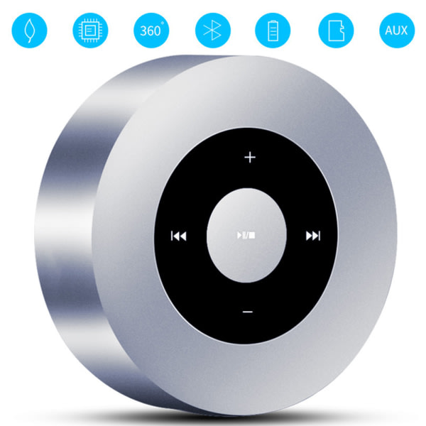 CQBB Touch Bluetooth högtalare med vattentätt case, 8 timmars musik, högre Crystal HD Sound-space silver