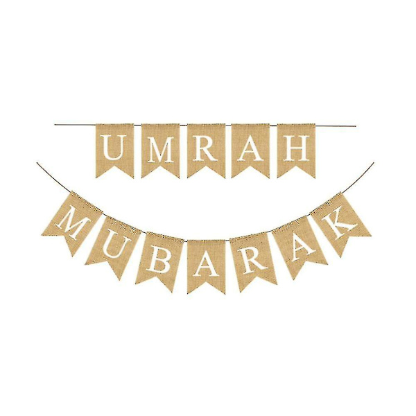 Ramadan-festivaalin lippu Umrah Mubarak -tulostus Burlap-banneri Swallowtail Bunting -juhlatarvikkeet Taustakuva Rekvisiitta