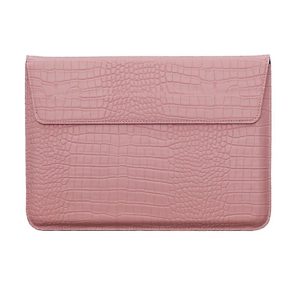 Krokodilmönstrad Faux Läder Flap Style Fodral Väska, 13 tum Laptop Ställ Sleeve Fodral, Laptop Skyddsfodral - Yvan rosa pink 13