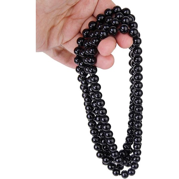 Svart pärlhalsband för kvinnor, pärlkedja, svart kedja, extra långt faux pärlhalsband, flerskiktshalsband för kvinnor, tröjhalsband, faux pärlhalsband 111