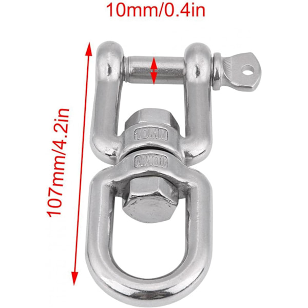 Heavy Duty Swivel Link, Heavy Duty 304 Rustfrit Stål Swivel Eye ing Snap Hooks Rullende Lås Anordning Marin Med Nøgleringe Sølv(10mm) 10mm