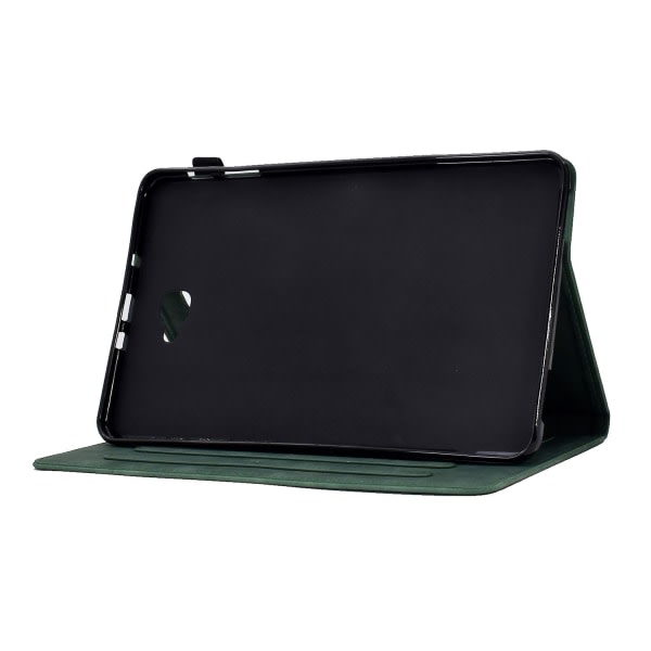 SQBB För Samsung Galaxy Tab A 10.1 (2016) T580 Tower Bike Butterfly Pattern Printed Microfiber Läder Tablet Fodral Vikbar Stand Case P Green