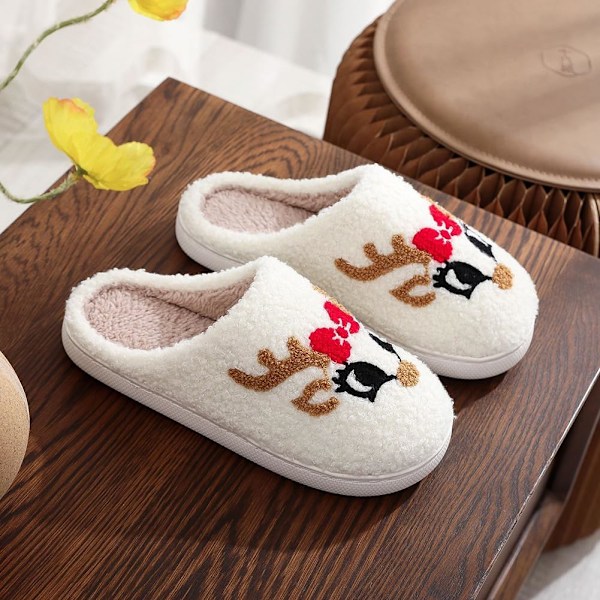 Plush Julklappstofflor för Kvinnor och Män, Elk Sovrumsdesign White pure K 42/43 EU