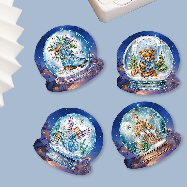 Juldiamantkonst-kortset, 12/8/6/4-pack, DIY Handgjorda Kristallkort HK050
