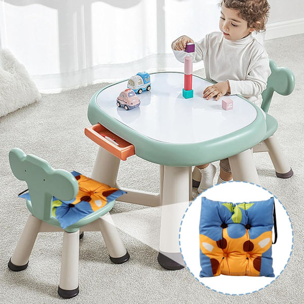 Barnstolsdynor blå giraff fyrkantiga söta sittdynor med slipsar 11,8x11,8 tum stolsdynor för att läsa 3 kontorsmaterial