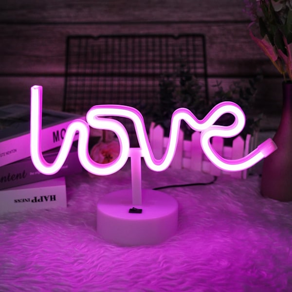 Love Neonskylt, LED Nattlampa för Sovrumsinredning, USB/Batteridriven Love