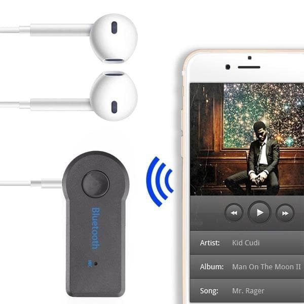 Bluetooth-sender / Musikkmottaker med Aux for bil Svart—max