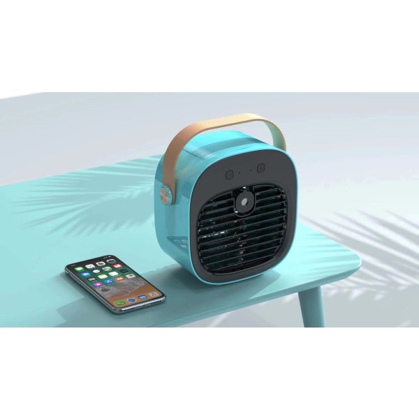 CQBB Blå Bärbar Luftkonditionering, Mobil Luftkonditionering Mini Luftkylare Mini Bärbar vattenkylningsfläkt, Tyst 3 hastigheter, USB bordsfläkt