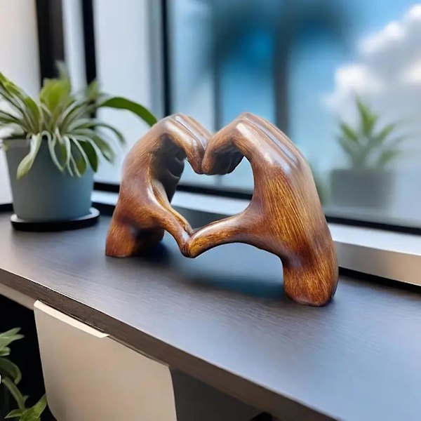 Kärlekshjärta Handfigur Hjärtformad Gest Hartsskulptur Staty Skulptur Hemmakontor Skrivbordsdekoration Prydnad Julklapp [RbestQ]