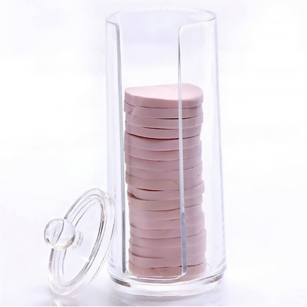 Bomuldsrondeller Holder Swab Opbevaringsboks Kosmetisk Beholder Akryl Makeup Etui Transparent til Badeværelse Desktop Bomuldsrondeller Holder Holder