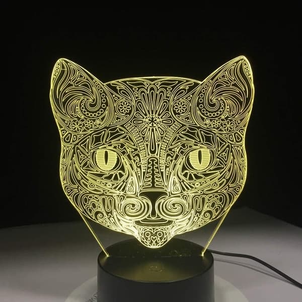 Dyr Kat Legetøj 3D Illusion Natlys Smart Touch Lampe, Cr