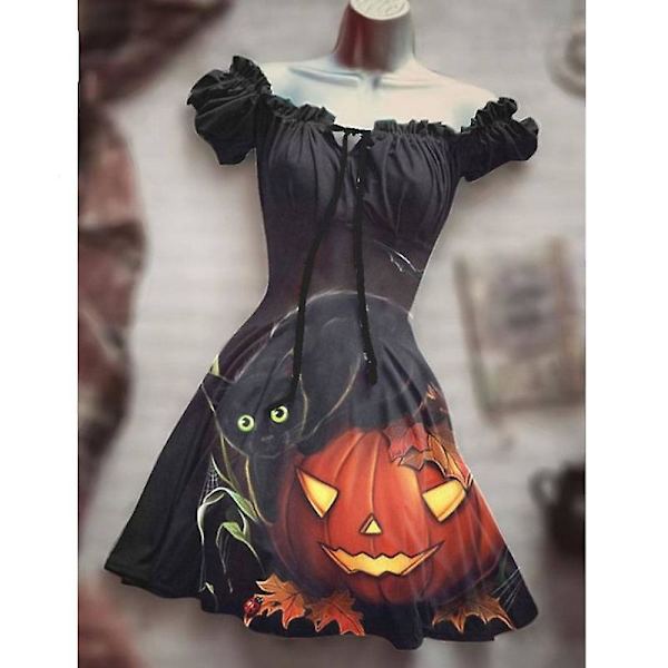 Halloween-kjole til kvinner, festlig vintage-kjole, elegant A-linjekjole, cocktailkjoler, gotisk kjole, stil 7 style 7 4XL