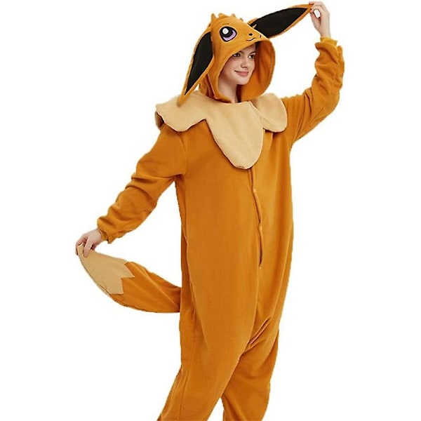 Eevee Kostym Helkroppspyjamas Halloween Karneval Kigurumi Overall för Män Kvinnor M